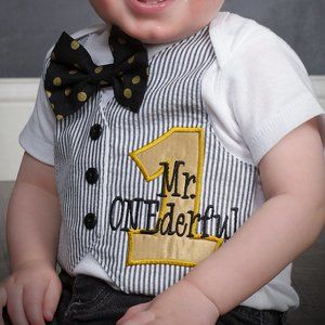 Mr. Onederful First Birthday Tuxedo Bodysuit Vest